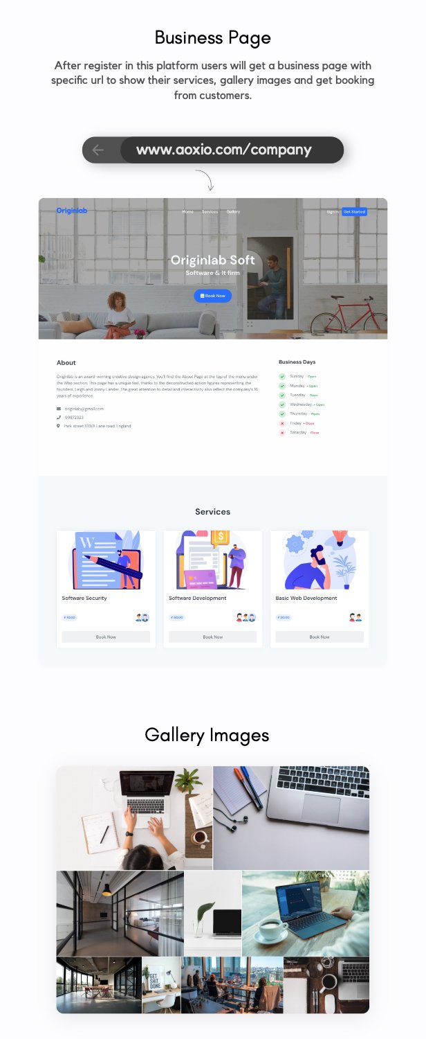 Aoxio - SaaS Multi-Business Booking & Appointment Scheduling Software